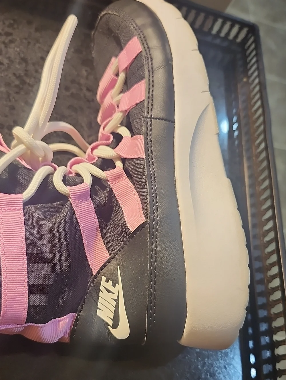 Nike Girls Black and Pink Lace-Up Winter Boots